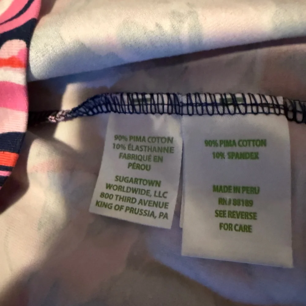 Lilly Pulitzer Rhett Top Low Tide Navy Flirty Fins and Feathers Pink XL